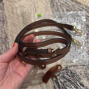 Longchamp Brown Leather Strap with Gold Hardware